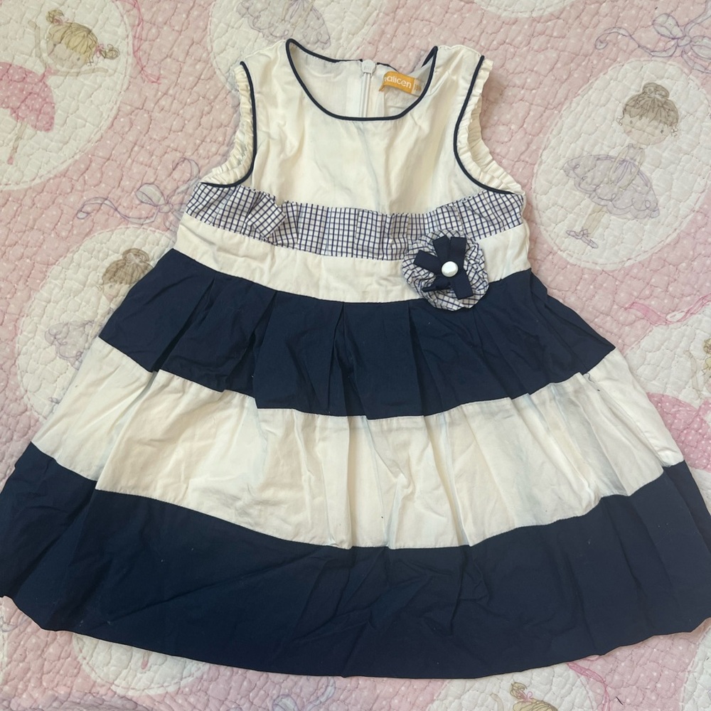 chic Navy and Cream Kids Dress